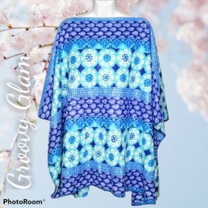 GROOVY GLAM Blue Handmade Classic Fleece Poncho